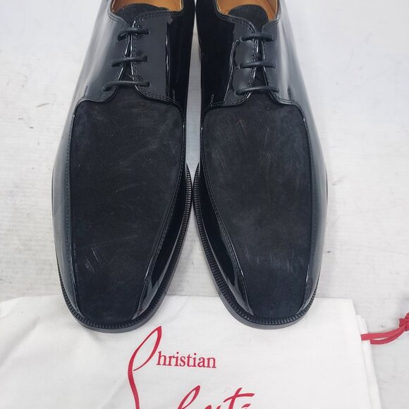 CHRISTIAN LOUBOUTIN MENS Marco Spike Patent Suede Lace Up Derby Shoe - Picture 8 of 11